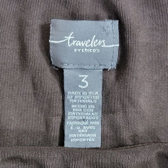 Chicos Travelers Top 3 Womens XL Brown Off The Shoulder Fold Over Neckline - Picture 9 of 12